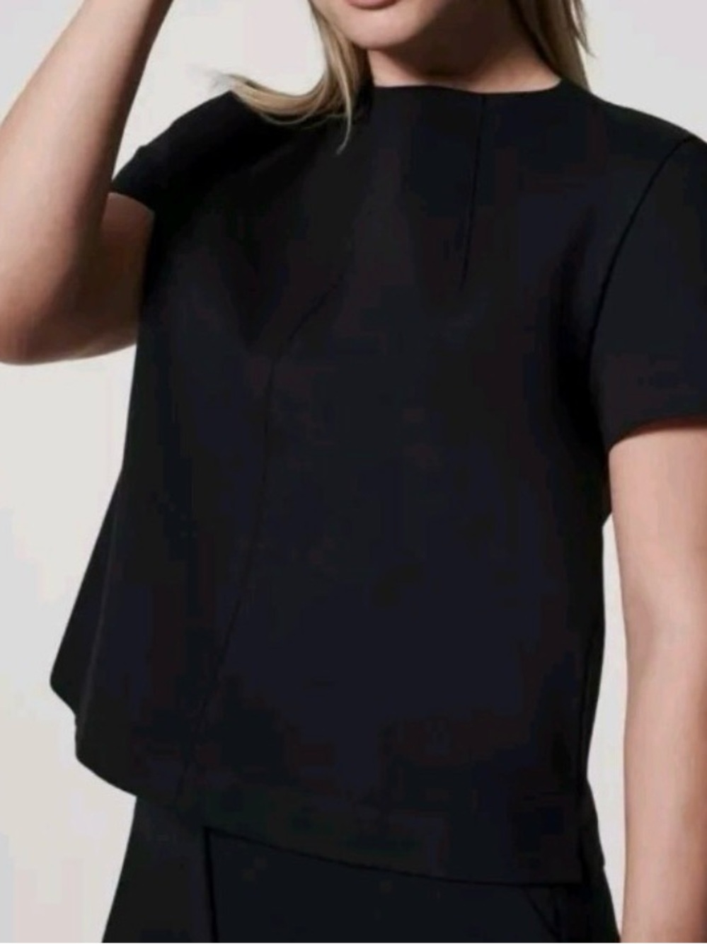 SPANX Black Short-Sleeve Crewneck Top